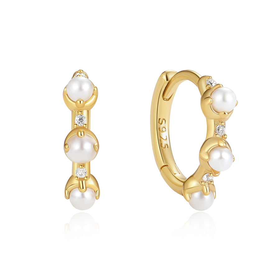 VFE0441 Triple Shell Pearl Hoop Earring