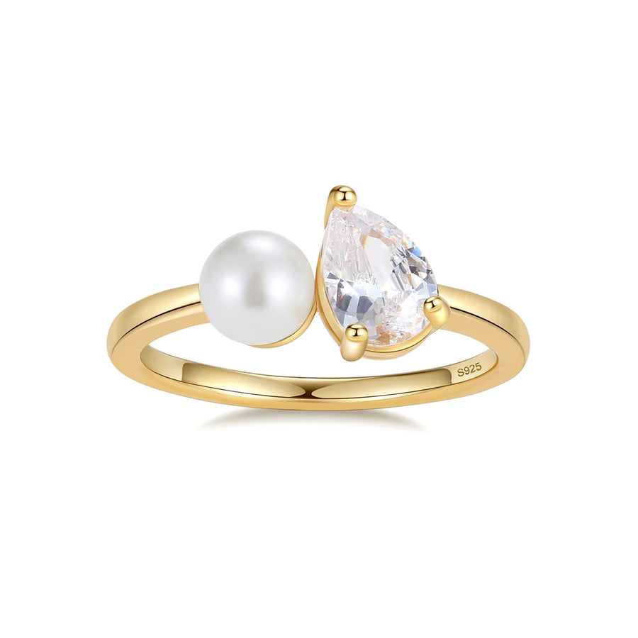 VFJ0448 Shell Pearl & Cubic Zirconia Toi Et Roi Ring