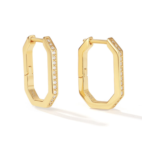 VFE0094 Geometry Hexagon Hoops Huggie Earring