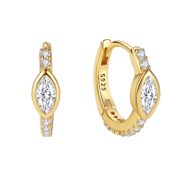 VFE0150 Marquise Bezel Set CZ Hggie Hoop Earring