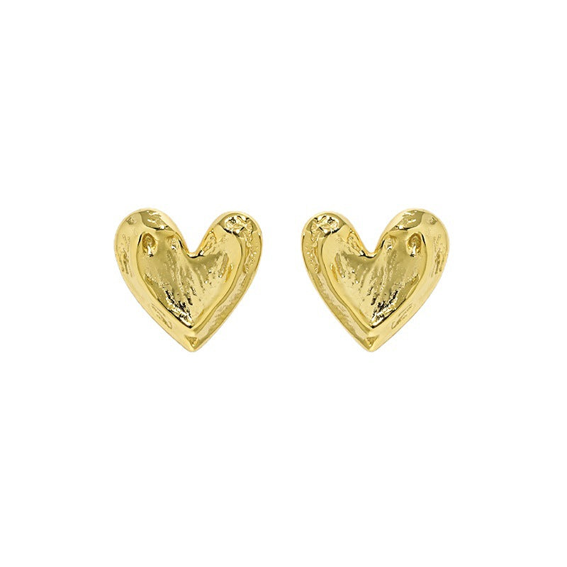 RHE1117 925 Sterling Silver Dainty Love Heart Stud Earrings