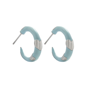 RHE1320 925 Sterling Silver Enamel C-shaped Love Hoop Earrings