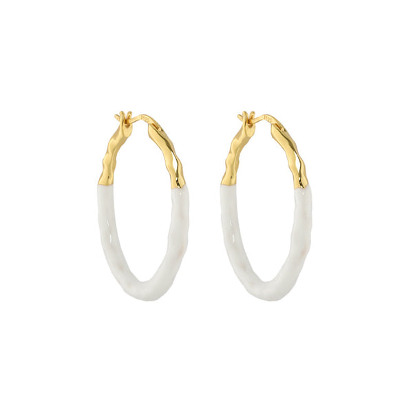 RHE1301 925 Sterling Silver Irregular Enamel Hoop Earrings