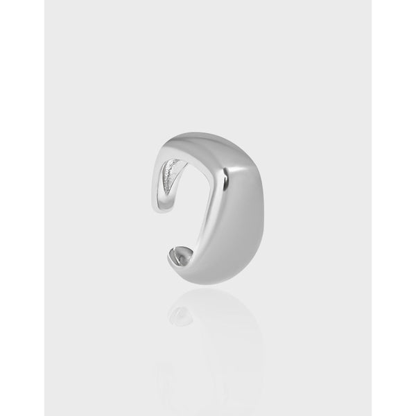 RHE1128 925 Sterling Silver Heavy Industry Glossy Minimalist Ear Cuff
