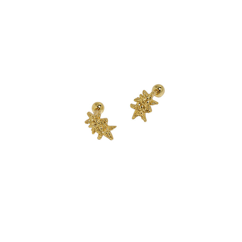 RHE1307 925 Sterling Silver Double Starfish Stud Earrings