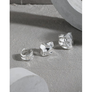RHE1114 925 Sterling Silver Irregular Concave Convex Surface Stud Earrings