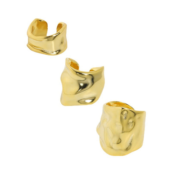 RHE1114 925 Sterling Silver Irregular Concave Convex Surface Stud Earrings