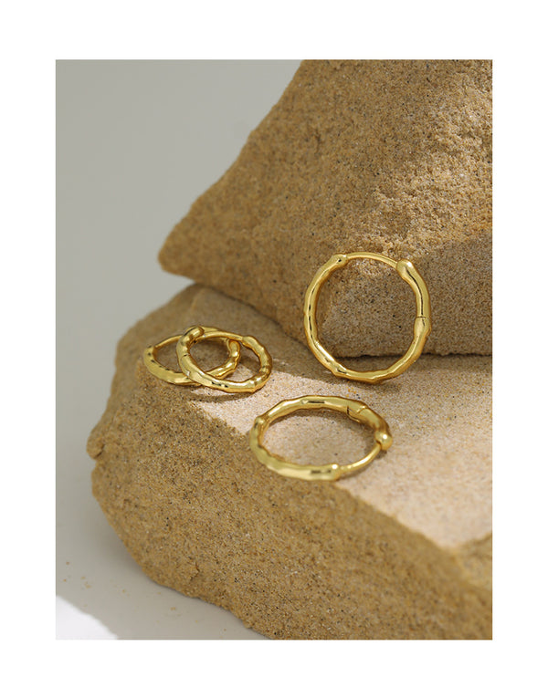 RHE1131 925 Sterling Silver Dainty Simple Round Hoop Earrings