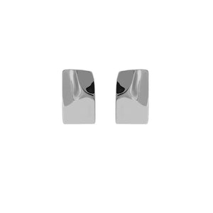 RHE1313 925 Sterling Silver Geometric Square Irregular Bump Earrings