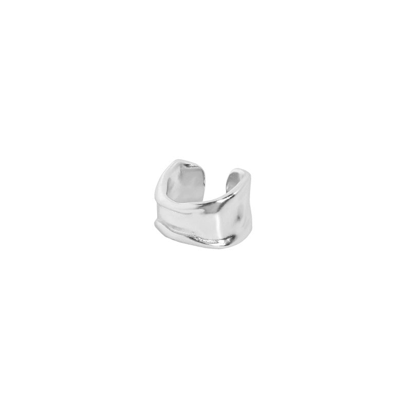 RHE1114 925 Sterling Silver Irregular Concave Convex Surface Stud Earrings