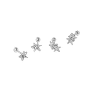 RHE1307 925 Sterling Silver Double Starfish Stud Earrings