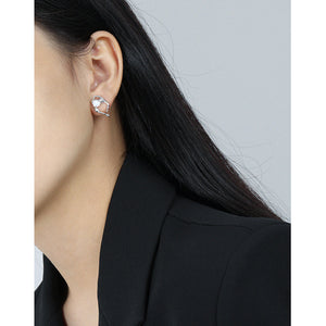 RHE1308 925 Sterling Silver Irregular Synthetic Opal Stud Earrings