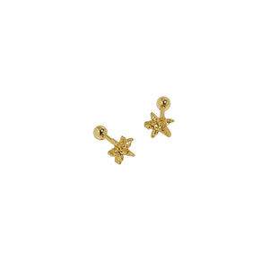 RHE1306 925 Sterling Silver Starfish Screw Bead Stud Earrings