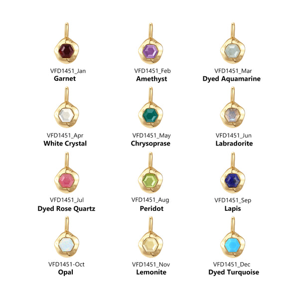 VFD1452 Hexagonal Birthstone Charm