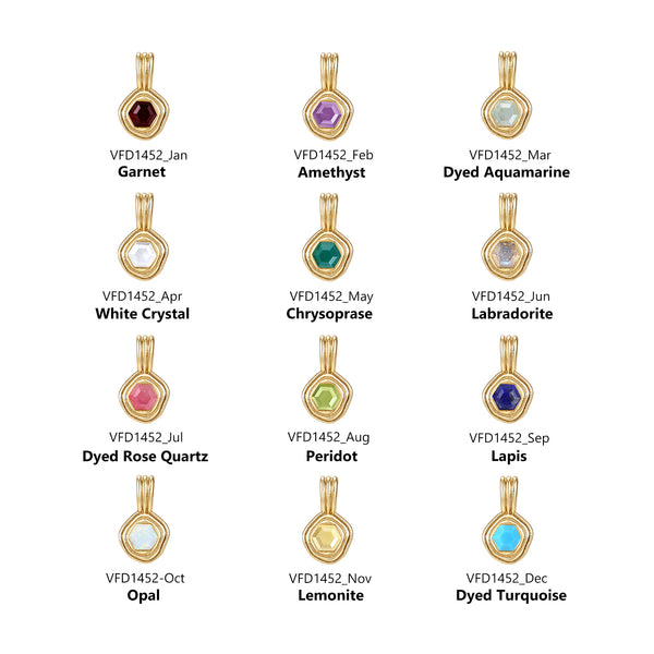 VFD1451  Hexagon Birthstone Charm