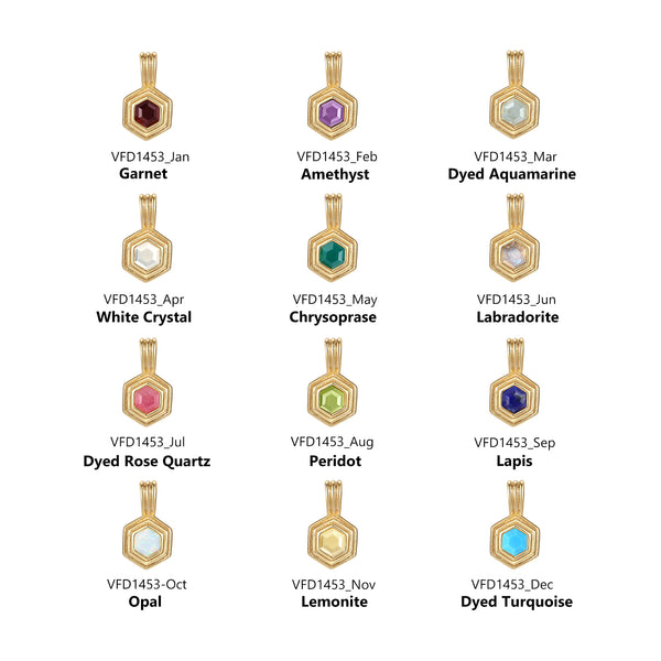 VFD1453  Hexagon Birthstone Charm