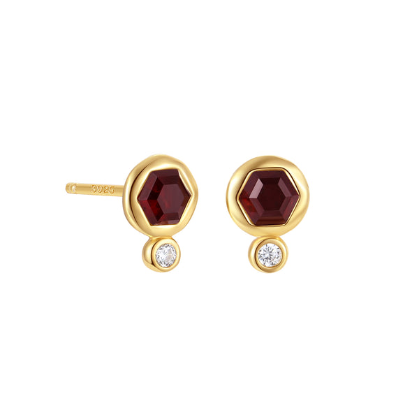 VFE1450 Hexagonal Birthstone Stud Earrings