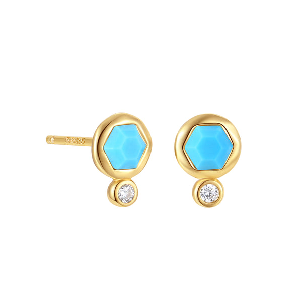 VFE1450 Hexagonal Birthstone Stud Earrings
