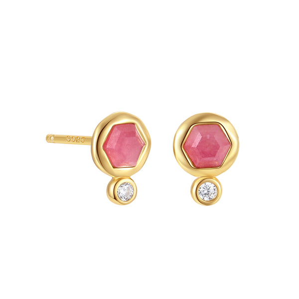 VFE1450 Hexagonal Birthstone Stud Earrings