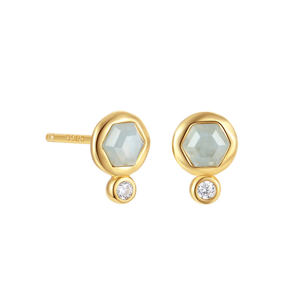 VFE1450 Hexagonal Birthstone Stud Earrings