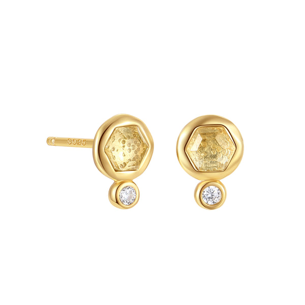 VFE1450 Hexagonal Birthstone Stud Earrings