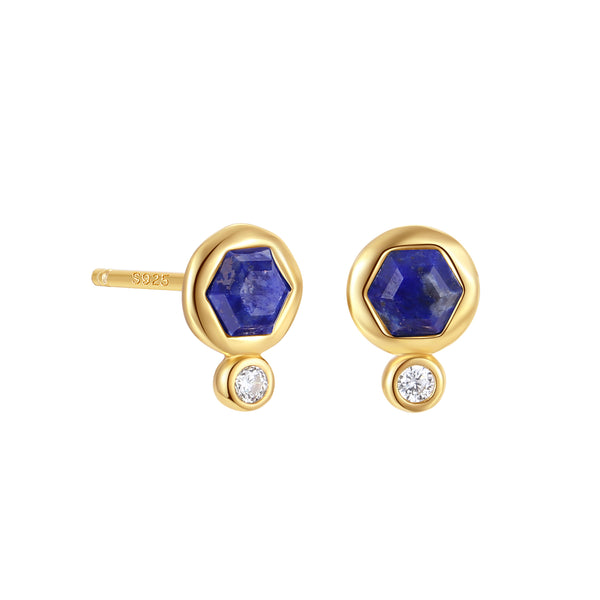 VFE1450 Hexagonal Birthstone Stud Earrings