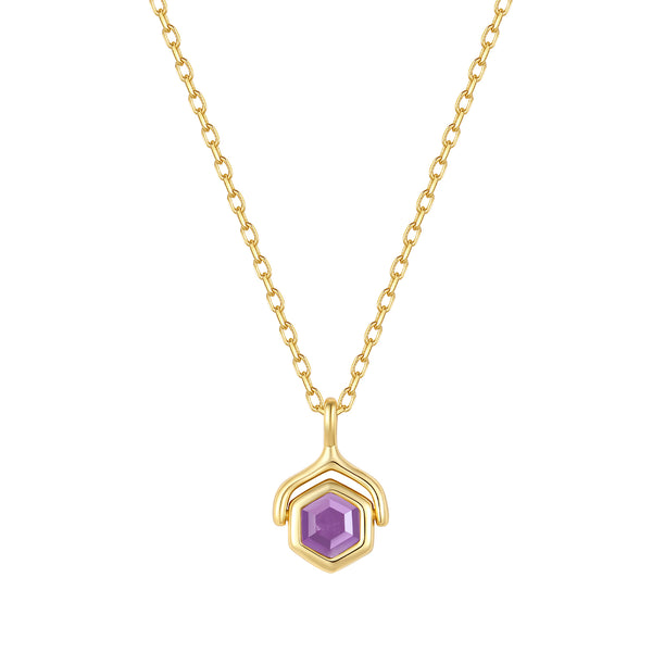 VFX1454 Hexagonal Birthstone Pendant Necklace