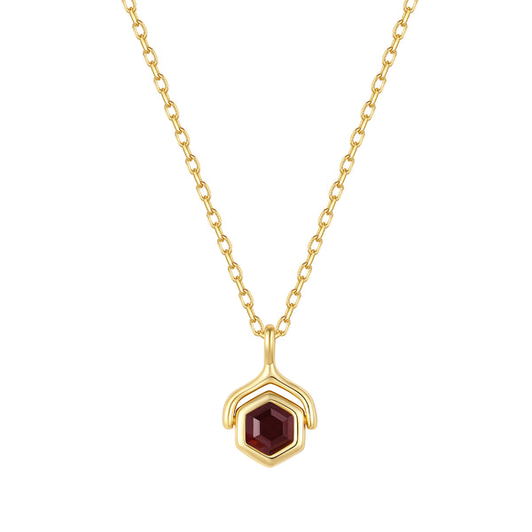 VFX1454 Hexagonal Birthstone Pendant Necklace