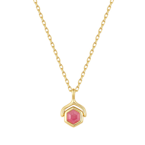 VFX1454 Hexagonal Birthstone Pendant Necklace