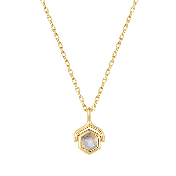 VFX1454 Hexagonal Birthstone Pendant Necklace