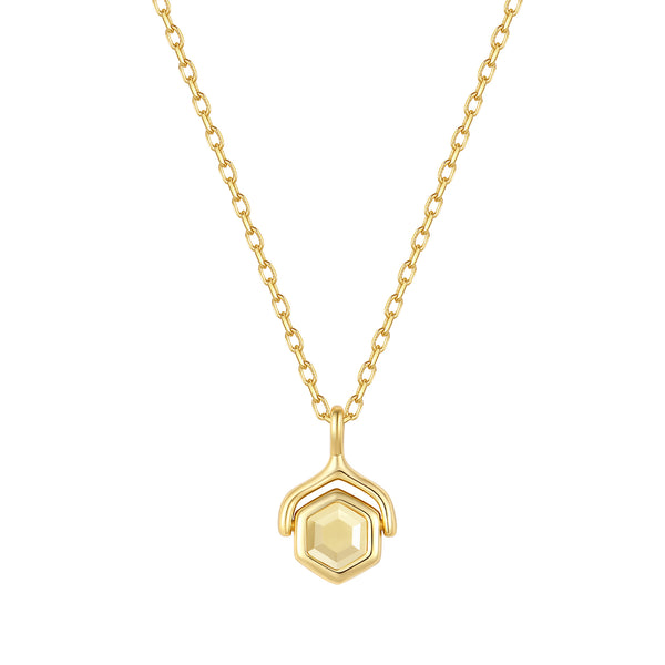 VFX1454 Hexagonal Birthstone Pendant Necklace