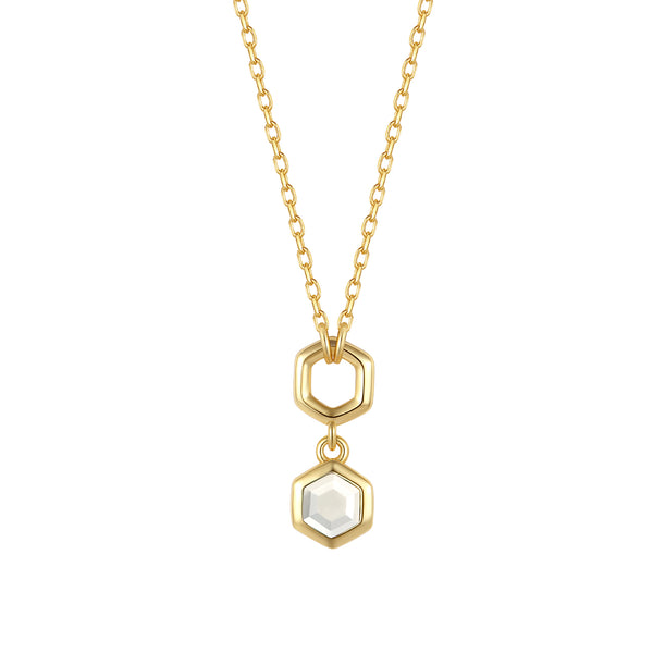 VFX1455 Hexagonal Honeycomb Double-Layer Necklace