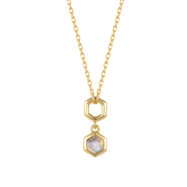 VFX1455 Hexagonal Honeycomb Double-Layer Necklace