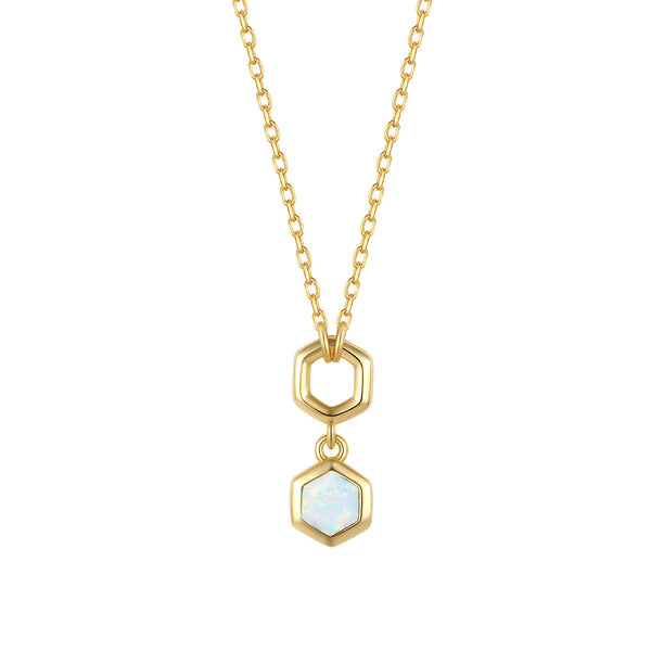 VFX1455 Hexagonal Honeycomb Double-Layer Necklace
