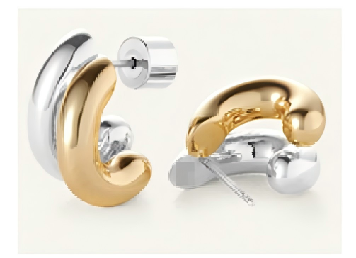 BVFE1626 Two Tone Double Dome Stud Earrings