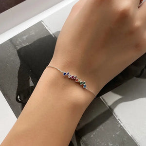 FS0314 925 Sterling Silver Rainbow Cubic Zirconia Bracelet 18K Gold Bracelet