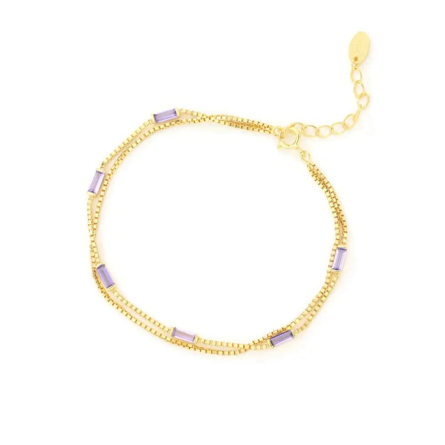 FS0317 925 Sterling Silver Double Layer Colorful Zircon Bracelet Bracelet