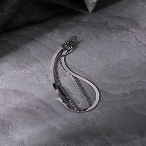 FS0320 925 Sterling Silver Blade Snake Double Layer Bracelet Bracelet