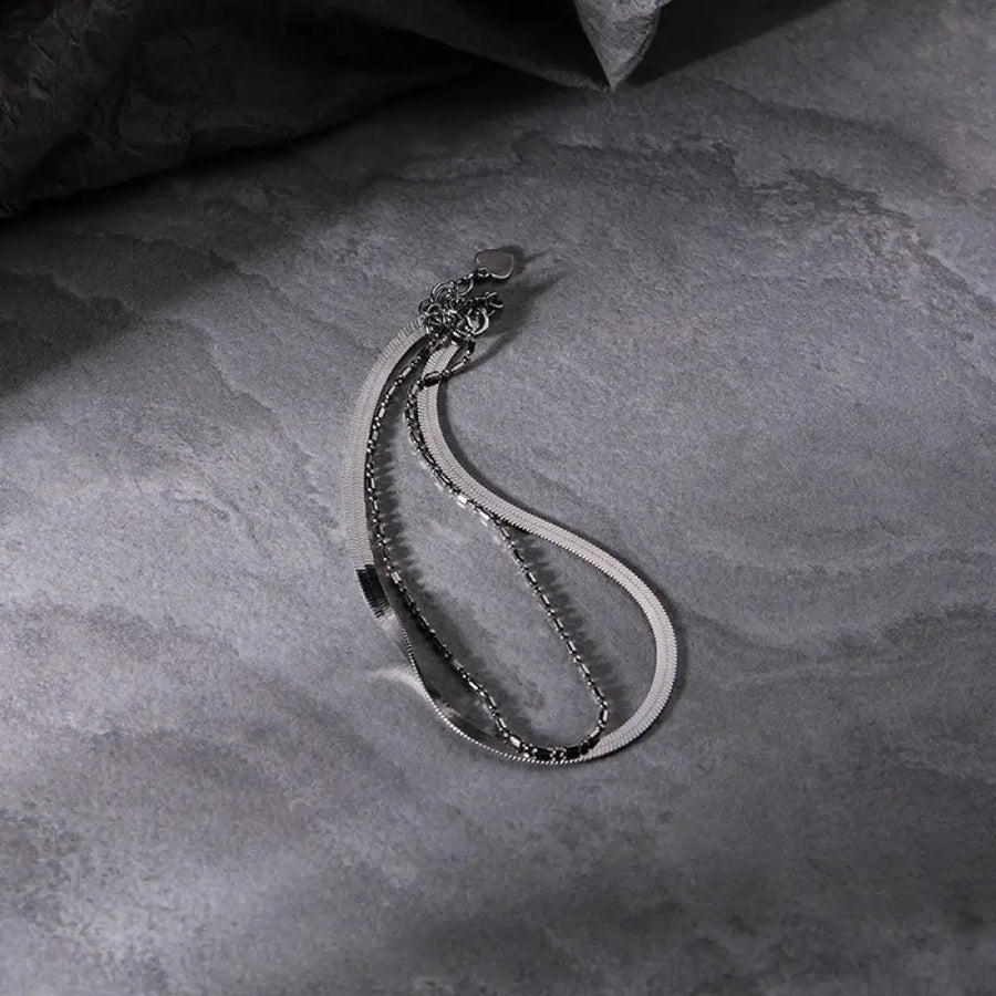 FS0320 925 Sterling Silver Blade Snake Double Layer Bracelet Bracelet