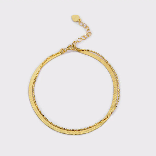 FS0320 925 Sterling Silver Blade Snake Double Layer Bracelet Bracelet