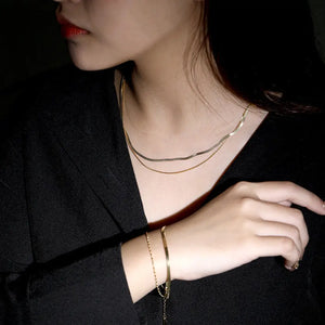 FS0320 925 Sterling Silver Blade Snake Double Layer Bracelet Bracelet