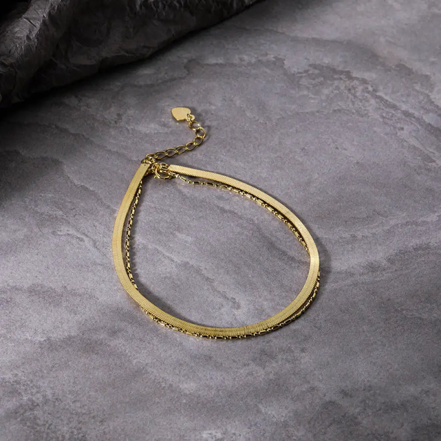 FS0320 925 Sterling Silver Blade Snake Double Layer Bracelet Bracelet