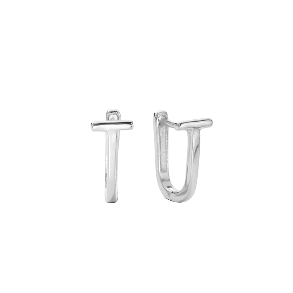 FE2780 925 Sterling Silver U Shape Hoop Earring