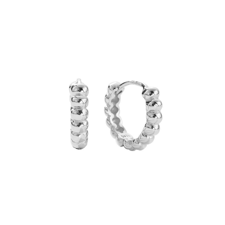 FE2824 925 Sterling Silver Bead Hoop Earrings