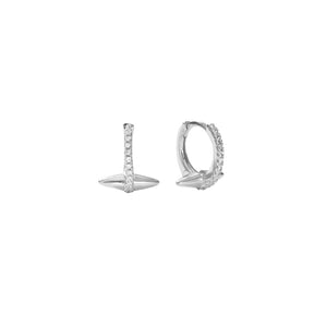 FE2870 925 Sterling Silver CZ Olive Hoop Earrings