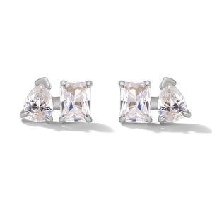 FE2046 925 Sterling Silver Baguette Pear Cut CZ Mini Stud Earrings