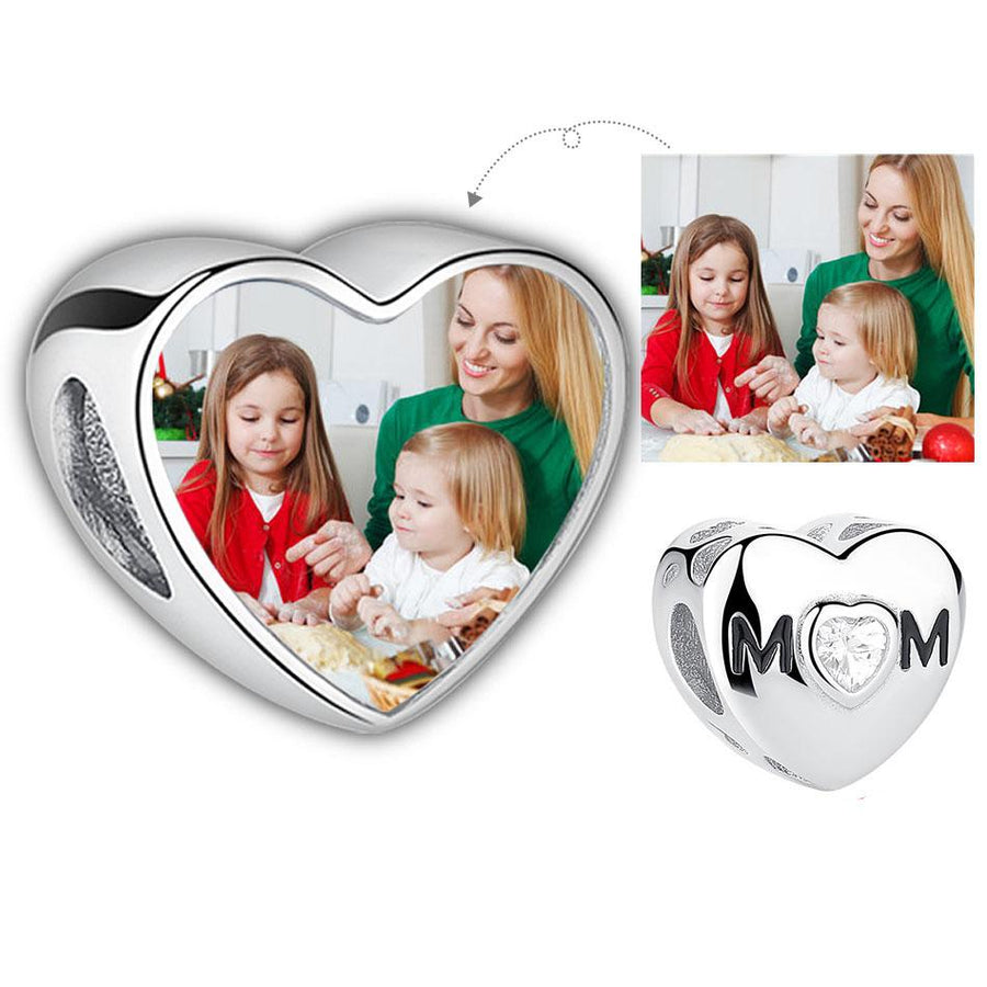XPPY1015 925 Sterling Silver For Mother Heart Photo Charm