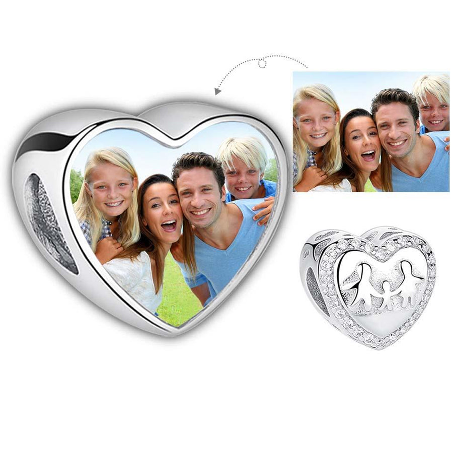 XPPY1017 925 Sterling Silver Photo of Happy Family Charm
