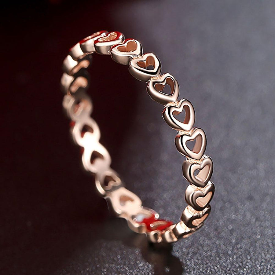 YJ1235 925 Sterling Silver Rose Gold-Color Stackable Heart Ring