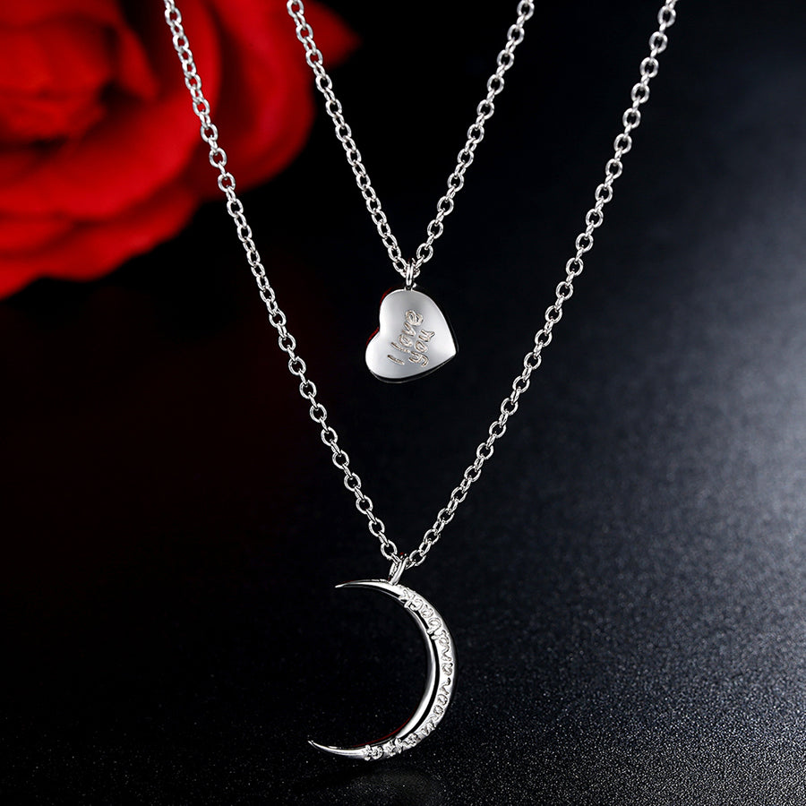 YX1356 925 Sterling Silver I love you to the moon necklace